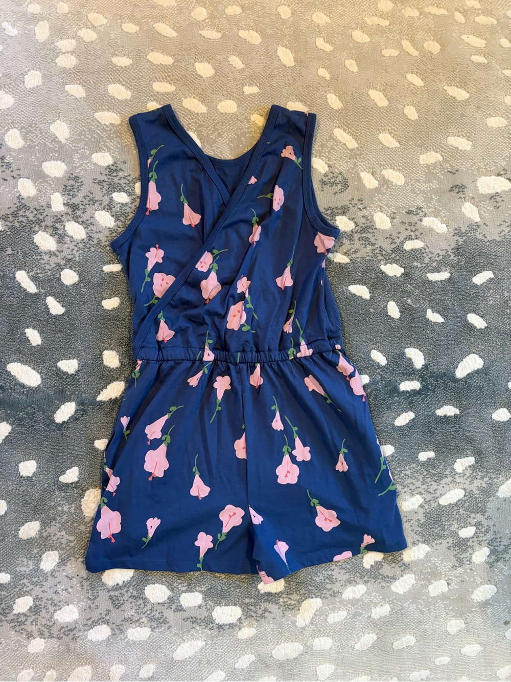 Tea Collection Sleeveless Romper with Pink Floral Print
